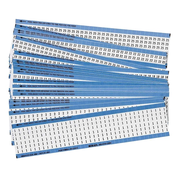 Combination Pack Wire Markers Repositionable Vinyl Cloth, 1 to 25, 900 Total, 25PK